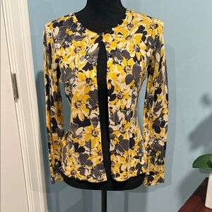 LOFT Floral Yellow and Gray Blazer